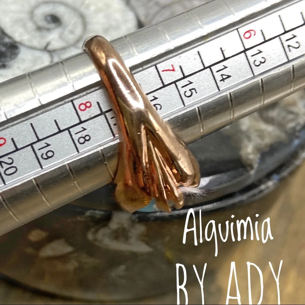 Alquimia blue Owyhee opal 14k gold gem ring - Picture 2 of 3